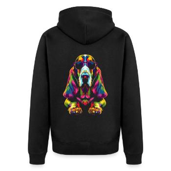 Basset Hound Dog Sunglasses Pop Art - Unisex Premium Organic Zip Hoodie - black - Back - Nico (187cm)