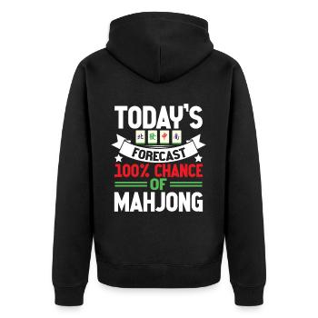 Mahjong Mah Jong Chinesisches Spiel Mah Jongg - Unisex Premium Bio Zip Hoodie - Schwarz - Hinten - Nico (187cm)