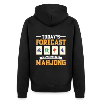 Mahjong Mah Jong Chinesisches Spiel Mah Jongg - Unisex Premium Bio Zip Hoodie - Schwarz - Hinten - Nico (187cm)