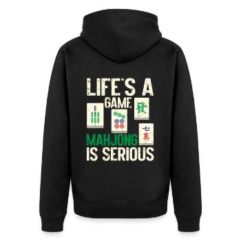 Mahjong Mah Jong Chinesisches Spiel Mah Jongg - Unisex Premium Bio Zip Hoodie - Schwarz - Hinten - Nico (187cm)