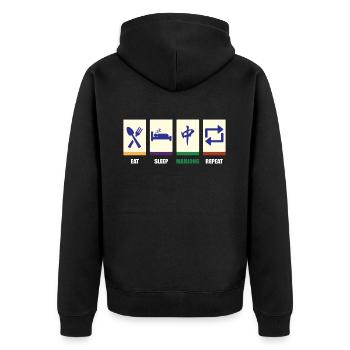 Mahjong Mah Jong Chinesisches Spiel Mah Jongg - Unisex Premium Bio Zip Hoodie - Schwarz - Hinten - Nico (187cm)