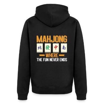 Mahjong Mah Jong Chinesisches Spiel Mah Jongg - Unisex Premium Bio Zip Hoodie - Schwarz - Hinten - Nico (187cm)