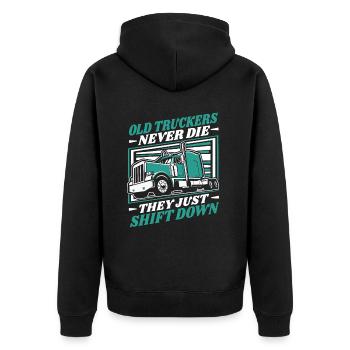 Old Truckers Never Die Trucker Legends Truckie - Unisex Premium Organic Zip Hoodie - black - Back - Nico (187cm)