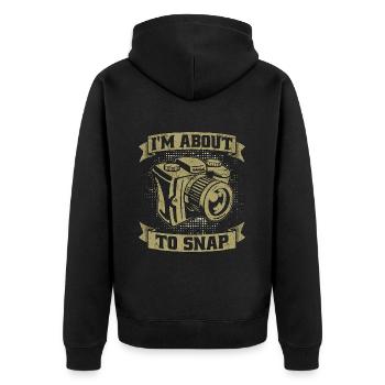 Photographer I'm About To Snap Loves Photography - Unisex Premium Bio Zip Hoodie - Schwarz - Hinten - Nico (187cm)