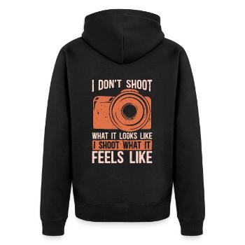 Photographer I Don't Shoot What It Looks Cameraman - Unisex Premium Bio Zip Hoodie - Schwarz - Hinten - Nico (187cm)