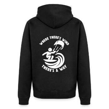 Kitesurfing Where there's wind there's a way - Unisex Premium Organic Zip Hoodie - black - Back - Nico (187cm)