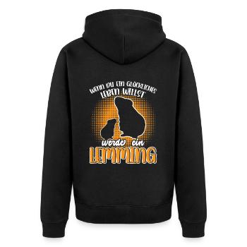 Lemming Vole Become a Lemming - Unisex Premium Organic Zip Hoodie - black - Back - Nico (187cm)