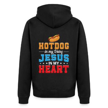 Hot Dog Adult Jesus Faith - Unisex Premium Organic Zip Hoodie - black - Back - Nico (187cm)