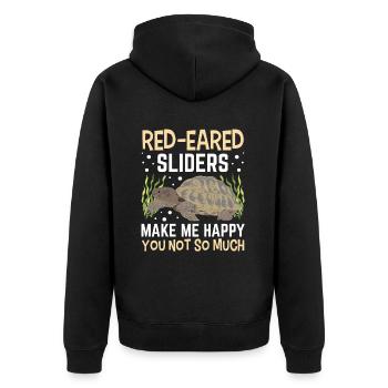 Red-eared turtle lovers - Unisex Premium Organic Zip Hoodie - black - Back - Nico (187cm)