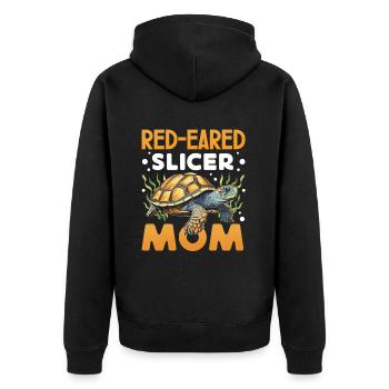 Red-eared turtle lovers - Unisex Premium Organic Zip Hoodie - black - Back - Nico (187cm)