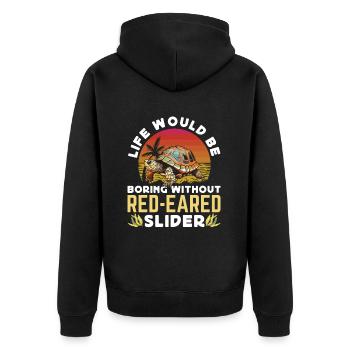 Red-eared turtle lovers - Unisex Premium Organic Zip Hoodie - black - Back - Nico (187cm)