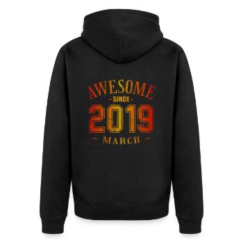 March 2019 - Birthday in March Awesome - Unisex Premium Organic Zip Hoodie - black - Back - Nico (187cm)