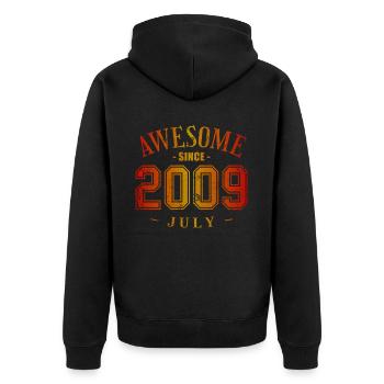 Juillet 2009 - Anniversaire en juillet Génial - Veste à capuche bio Premium Unisexe - noir - Dos - Nico (187cm)
