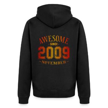 Novembre 2009 - Anniversaire en novembre Génial - Veste à capuche bio Premium Unisexe - noir - Dos - Nico (187cm)