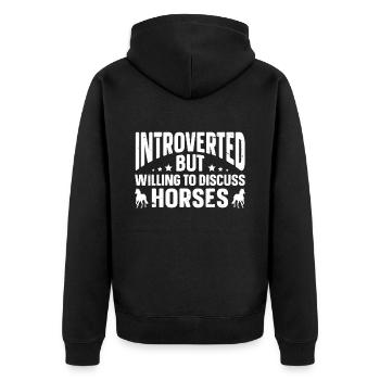 Fun Introvert Gifts - Unisex Premium Organic Zip Hoodie - black - Back - Nico (187cm)