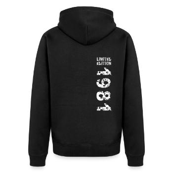 1981 Geburtstag Geschenkidee Vintage Edition 1981 - Unisex Premium Bio Zip Hoodie - Schwarz - Hinten - Nico (187cm)