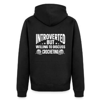 Fun Introvert Gifts - Unisex Premium Organic Zip Hoodie - black - Back - Nico (187cm)