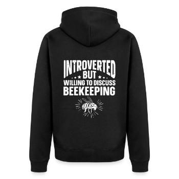 Fun Introvert Gifts - Unisex Premium Organic Zip Hoodie - black - Back - Nico (187cm)