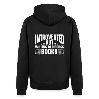 Fun Introvert Gifts - Unisex Premium Organic Zip Hoodie - black - Back - Nico (187cm)