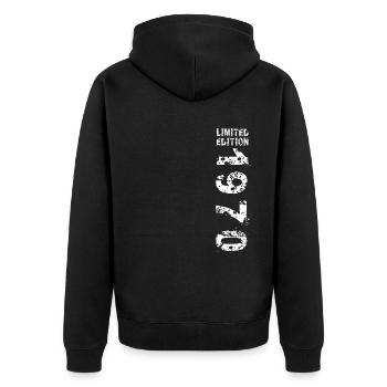 1970 Geburtstag Geschenkidee Vintage Edition 1970 - Unisex Premium Bio Zip Hoodie - Schwarz - Hinten - Nico (187cm)