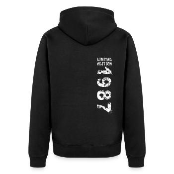 1987 Geburtstag Geschenkidee Vintage Edition 1987 - Unisex Premium Bio Zip Hoodie - Schwarz - Hinten - Nico (187cm)