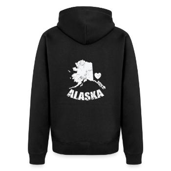 Alaska Heart State USA America - Unisex Premium Organic Zip Hoodie - black - Back - Nico (187cm)
