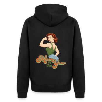Mutter des Jahres Stolze Beste Mama Design - Unisex Premium Bio Zip Hoodie - Schwarz - Hinten - Nico (187cm)
