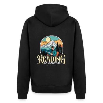 Reading Do Not Disturb Bookworm Literature Bookish - Unisex Premium Bio Zip Hoodie - Schwarz - Hinten - Nico (187cm)