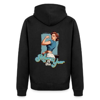 Mutter des Jahres - Stolze Beste Mama Design - Unisex Premium Bio Zip Hoodie - Schwarz - Hinten - Nico (187cm)