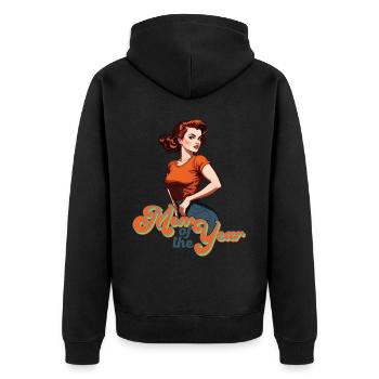 Mutter des Jahres Tolle Mama Stolze Beste - Unisex Premium Bio Zip Hoodie - Schwarz - Hinten - Nico (187cm)