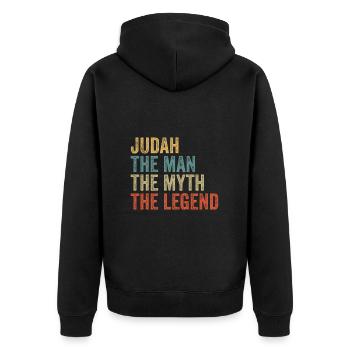 Juda l’homme, le mythe - Veste à capuche bio Premium Unisexe - noir - Dos - Nico (187cm)