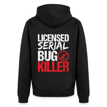 Pest Control Exterminators - Unisex Premium Organic Zip Hoodie - black - Back - Nico (187cm)