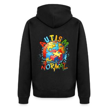 Autisme Autisme Autisme : Mon genre de normal - Veste à capuche bio Premium Unisexe - noir - Dos - Nico (187cm)