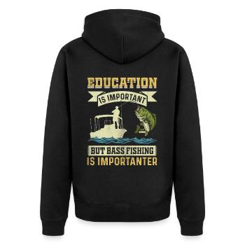 L’éducation est importante, mais la pêche à l’achigan l’est - Veste à capuche bio Premium Unisexe - noir - Dos - Nico (187cm)