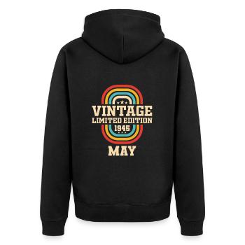 79ème anniversaire mai vintage 1945 idée cadeau - Veste à capuche bio Premium Unisexe - noir - Dos - Nico (187cm)