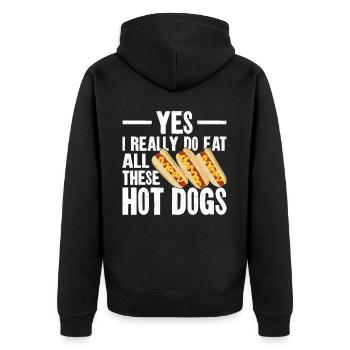 Hot Dog Adult Yes, I Really Do Eat - Unisex Premium Organic Zip Hoodie - black - Back - Nico (187cm)