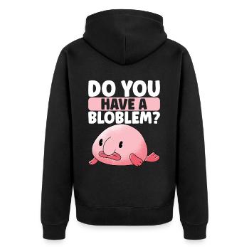 Süßer Blobfisch Hässlicher Fisch - Unisex Premium Bio Zip Hoodie - Schwarz - Hinten - Nico (187cm)