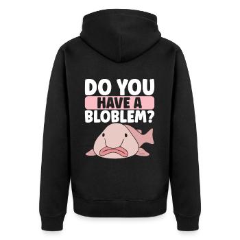 Süßer Blobfisch Hässlicher Fisch - Unisex Premium Bio Zip Hoodie - Schwarz - Hinten - Nico (187cm)