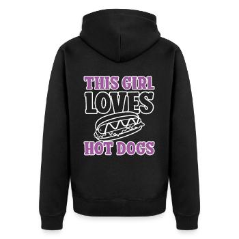 Hot Dog Adult Girl Cette fille aime - Veste à capuche bio Premium Unisexe - noir - Dos - Nico (187cm)
