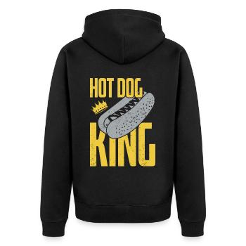 Hot Dog Adult King Hot Dog King - Unisex Premium Bio Zip Hoodie - Schwarz - Hinten - Nico (187cm)