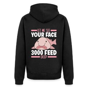 Süßer Blobfisch Hässlicher Fisch - Unisex Premium Bio Zip Hoodie - Schwarz - Hinten - Nico (187cm)