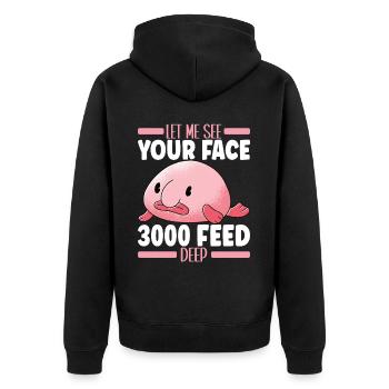 Süßer Blobfisch Hässlicher Fisch - Unisex Premium Bio Zip Hoodie - Schwarz - Hinten - Nico (187cm)