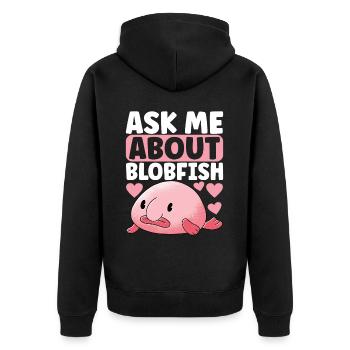 Poisson blob mignon poisson laid - Veste à capuche bio Premium Unisexe - noir - Dos - Nico (187cm)