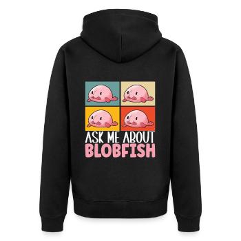 Süßer Blobfisch Hässlicher Fisch - Unisex Premium Bio Zip Hoodie - Schwarz - Hinten - Nico (187cm)