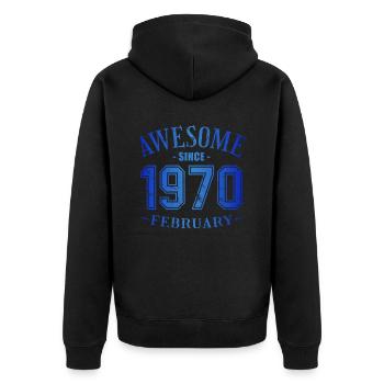 Février 1970 - Anniversaire en février Génial - Veste à capuche bio Premium Unisexe - noir - Dos - Nico (187cm)