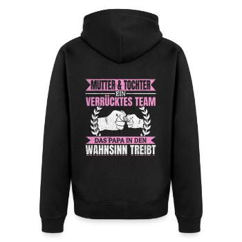 Mutter & Tochter Zusammen unschlagbar - Unisex Premium Bio Zip Hoodie - Schwarz - Hinten - Nico (187cm)