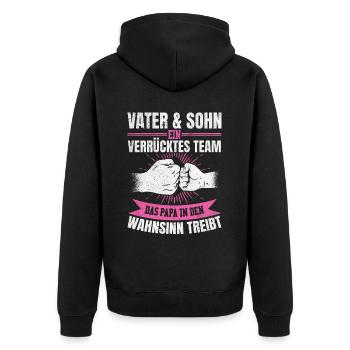 Mutter & Tochter Zusammen unschlagbar - Unisex Premium Bio Zip Hoodie - Schwarz - Hinten - Nico (187cm)