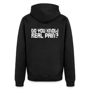 Real Pain Building Brick building block - Unisex Premium Bio Zip Hoodie - Schwarz - Hinten - Nico (187cm)
