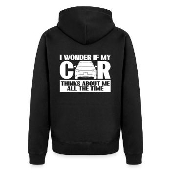 Mechanic Engine Tuning Car Guy - Unisex Premium Bio Zip Hoodie - Schwarz - Hinten - Nico (187cm)