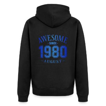 August 1980 - Geburtstag im August Awesome - Unisex Premium Bio Zip Hoodie - Schwarz - Hinten - Nico (187cm)